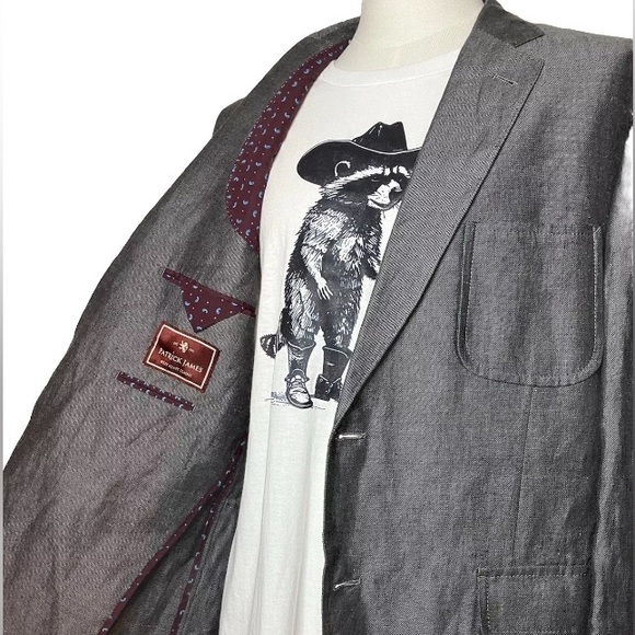 Men's Patrick James Charcoal Grey Linen 2 Button Sport Coat Blazer Jacket 44R - Picture 17 of 17